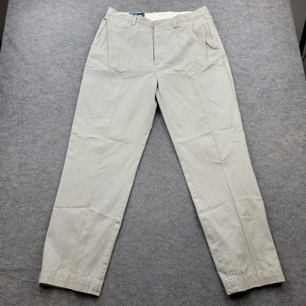 Polo Ralph Lauren Pants Mens 36x32 Khaki Prospect Chino Pleated Straight Leg